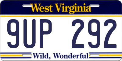 WV license plate 9UP292