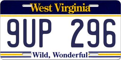 WV license plate 9UP296