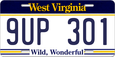 WV license plate 9UP301