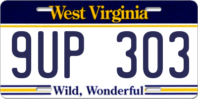 WV license plate 9UP303