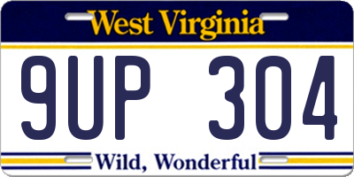 WV license plate 9UP304