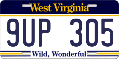 WV license plate 9UP305