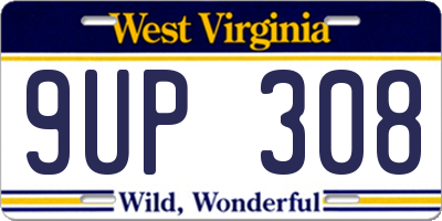 WV license plate 9UP308