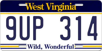 WV license plate 9UP314