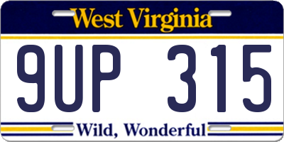 WV license plate 9UP315