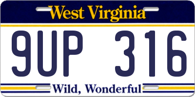 WV license plate 9UP316