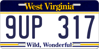 WV license plate 9UP317