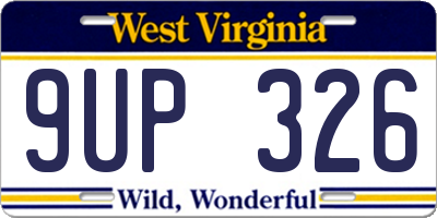 WV license plate 9UP326