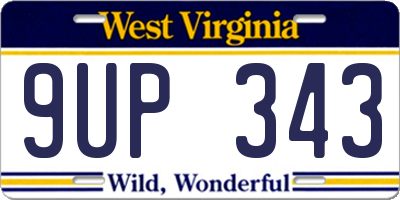 WV license plate 9UP343