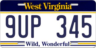 WV license plate 9UP345
