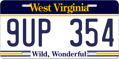WV license plate 9UP354