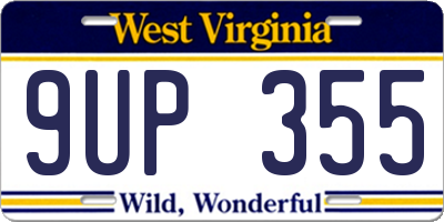 WV license plate 9UP355