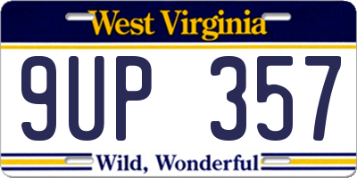 WV license plate 9UP357