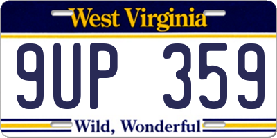 WV license plate 9UP359