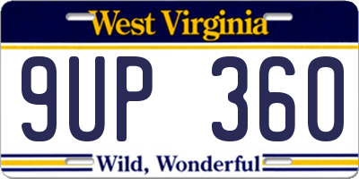 WV license plate 9UP360