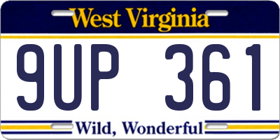 WV license plate 9UP361