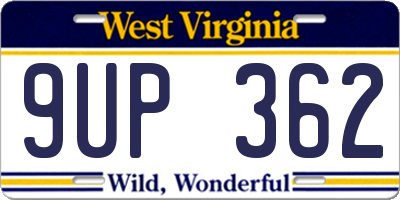 WV license plate 9UP362