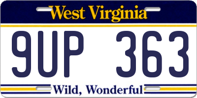 WV license plate 9UP363