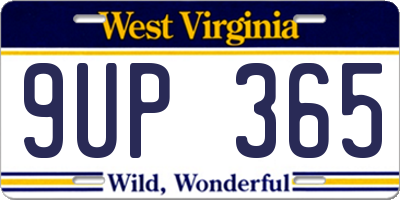 WV license plate 9UP365