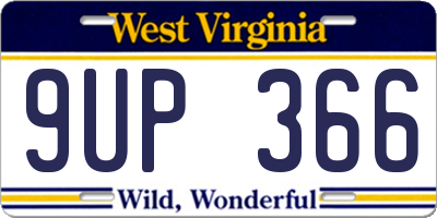 WV license plate 9UP366