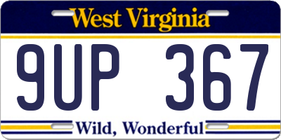 WV license plate 9UP367