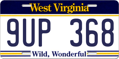 WV license plate 9UP368