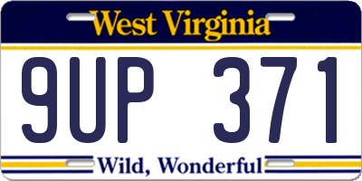 WV license plate 9UP371