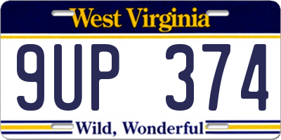 WV license plate 9UP374