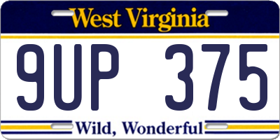 WV license plate 9UP375