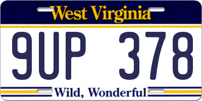 WV license plate 9UP378