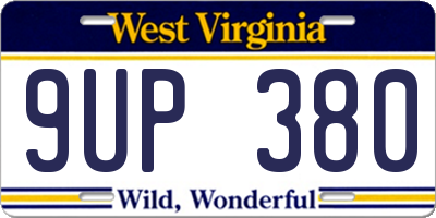 WV license plate 9UP380