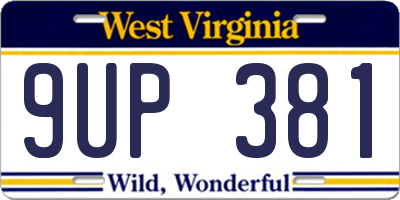 WV license plate 9UP381