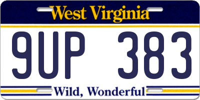 WV license plate 9UP383