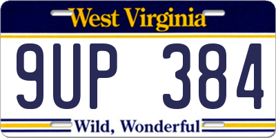 WV license plate 9UP384