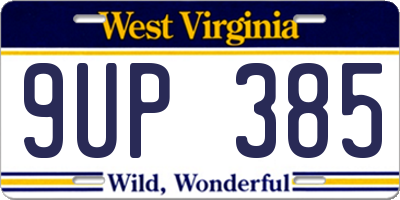 WV license plate 9UP385