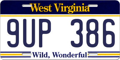 WV license plate 9UP386