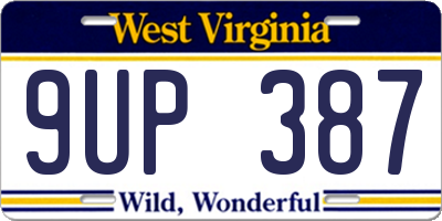 WV license plate 9UP387