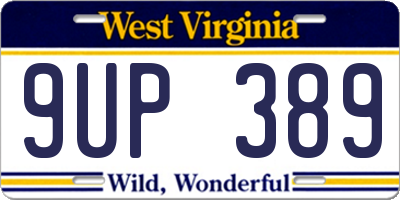 WV license plate 9UP389