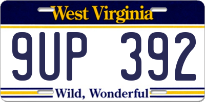 WV license plate 9UP392