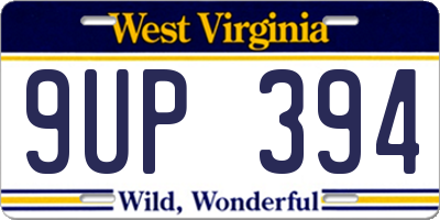 WV license plate 9UP394