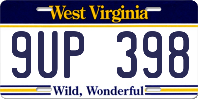 WV license plate 9UP398