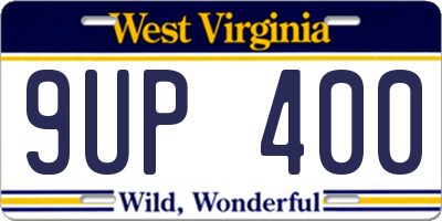 WV license plate 9UP400