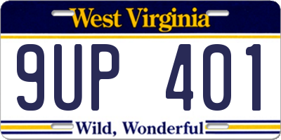 WV license plate 9UP401