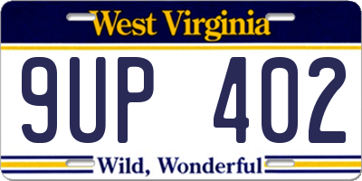 WV license plate 9UP402