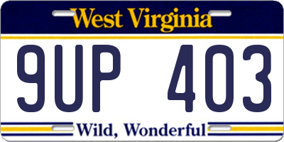 WV license plate 9UP403