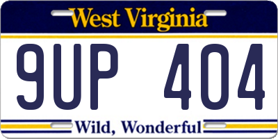 WV license plate 9UP404