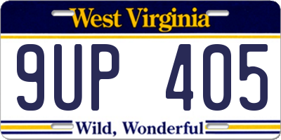WV license plate 9UP405