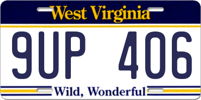 WV license plate 9UP406