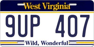 WV license plate 9UP407