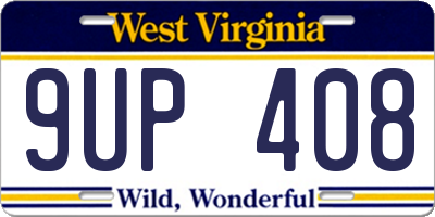 WV license plate 9UP408